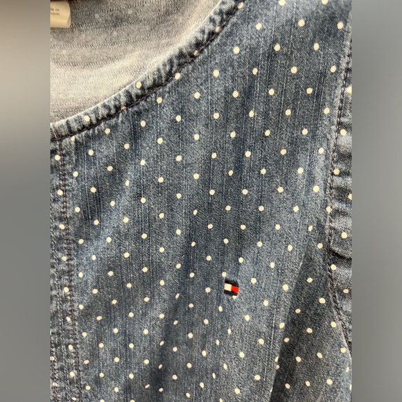 TOMMY HILFIGER lightweight denim Dress with white poke-a-dots, size 8. - Picture 5 of 6